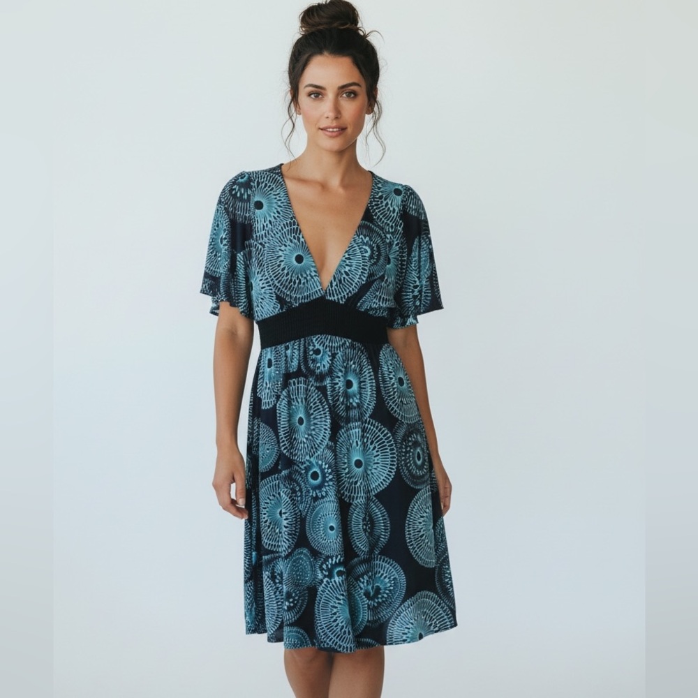 Y2K My Michelle Blue babydoll Asymmetrical Flutter Sleeves 90’s fairy grunge